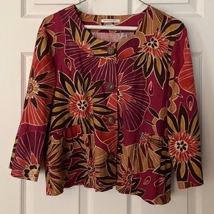 Van Heusen / Bold Floral Graphic / Cropped / Linen Jacket / Size Small